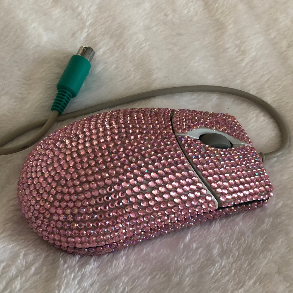 Pink Rhinestone Computer Mouse, tape & stapler 3pc set! Vintage! - Picture 12 of 12